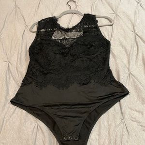 Black one piece spandex lace top